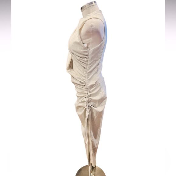 PLT LABEL OFF WHITE DRAPED RUCHED SKIRT MIDAXI DRESS Size 10 NWT - Picture 10 of 13